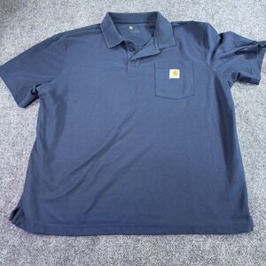 Carhartt Polo Shirt Mens XL Navy Blue K570 Pocket Short Sleeve Workwear